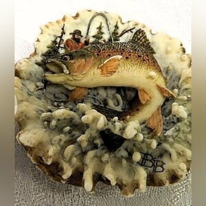 Collectors Edition by B.A. Berrett 1986 Elk Horn Belt Buckle with trout.